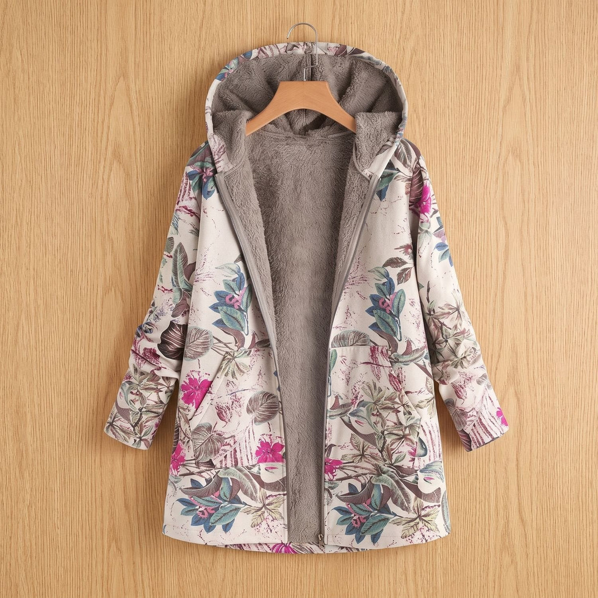 Mia | Women's Floral Hooded Fleece-Lined Parka Winter Jacket
