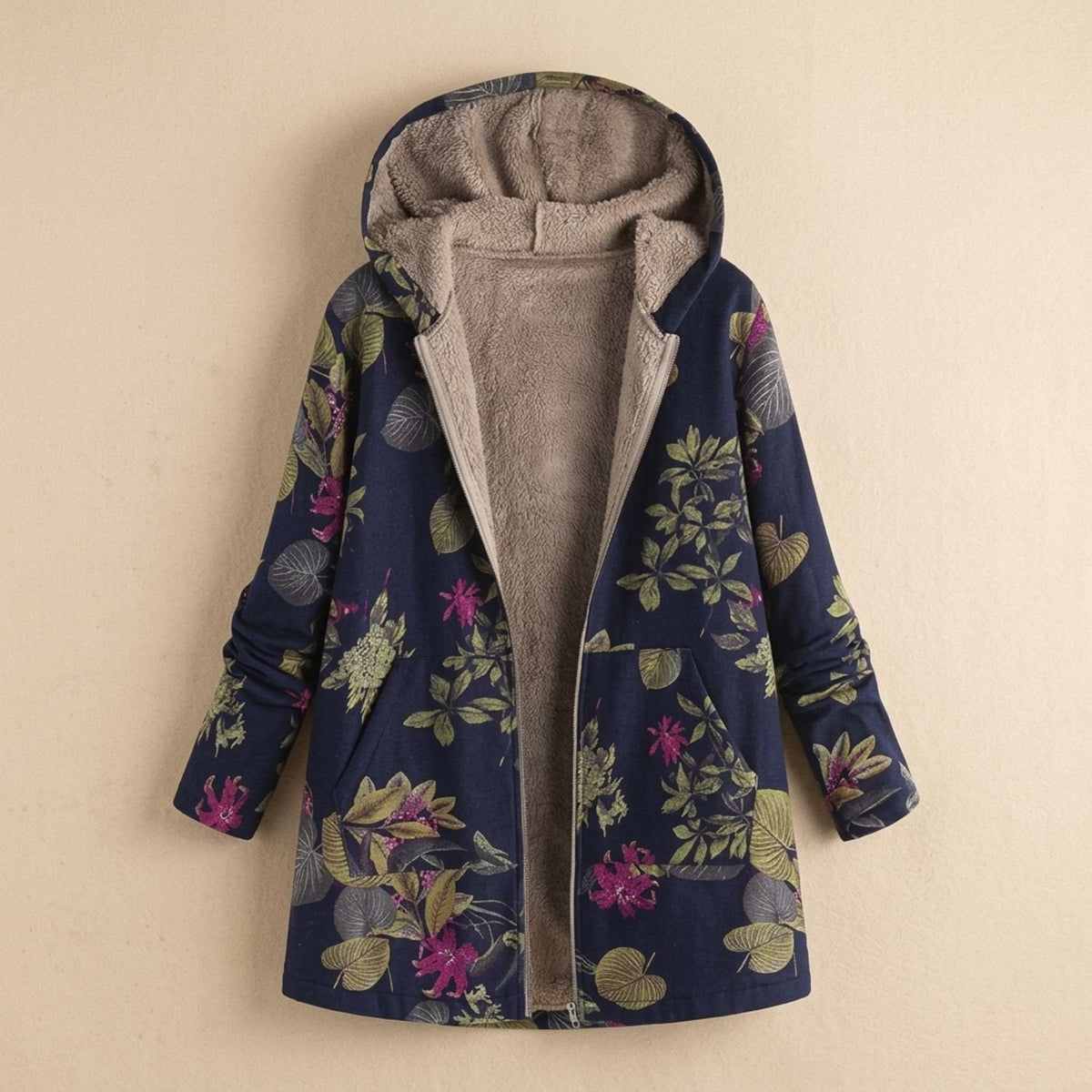 Mia | Women's Floral Hooded Fleece-Lined Parka Winter Jacket