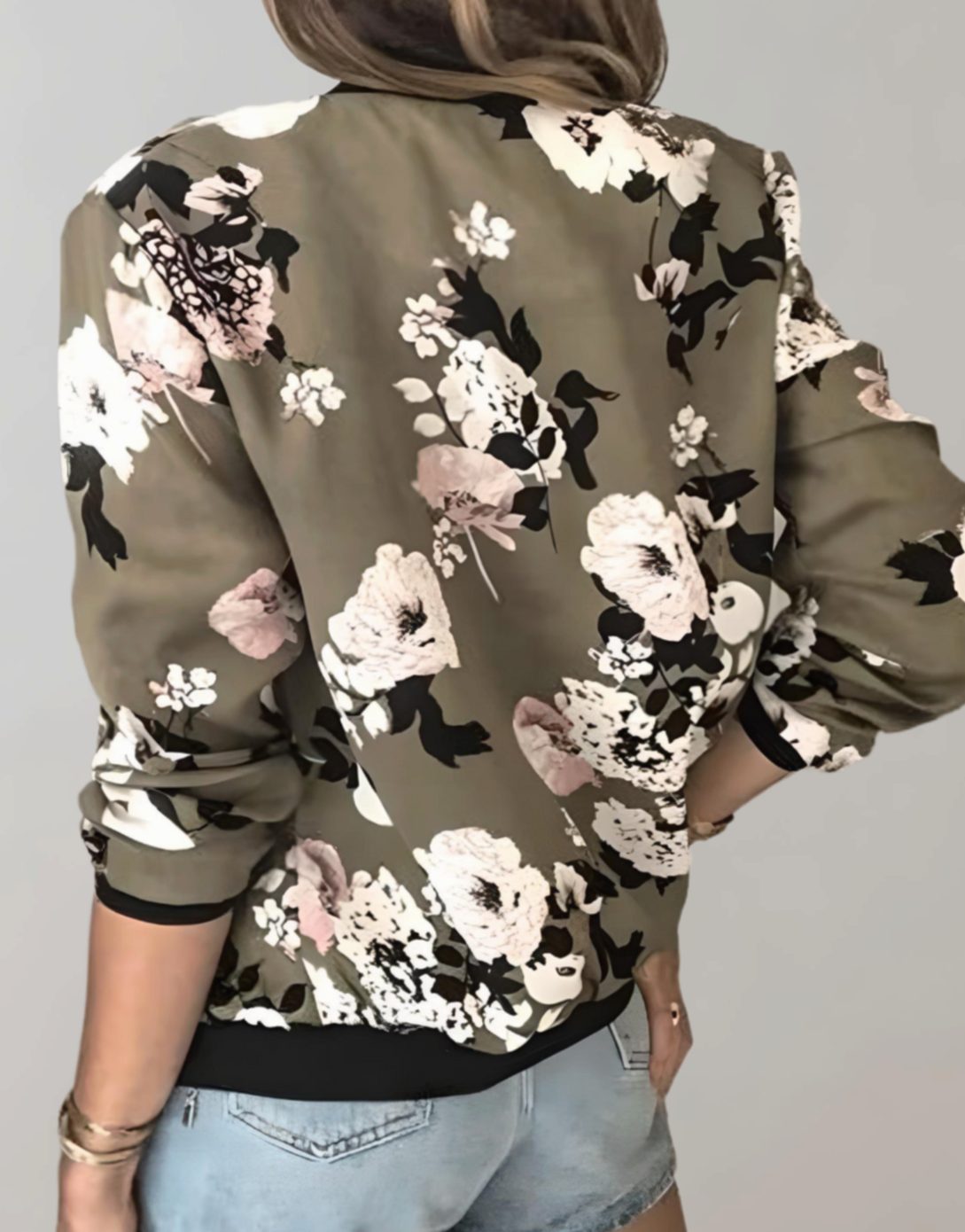 Layla | Women's Floral Print Zip-Up Bomber Jacket