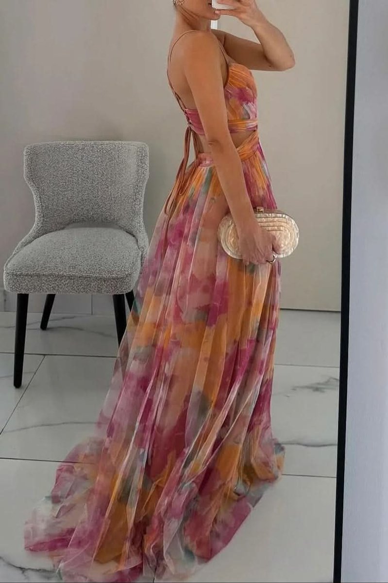 Harper | Women's Floral Spaghetti-Strap V-Neck Cocktail Dress Maxi Gown