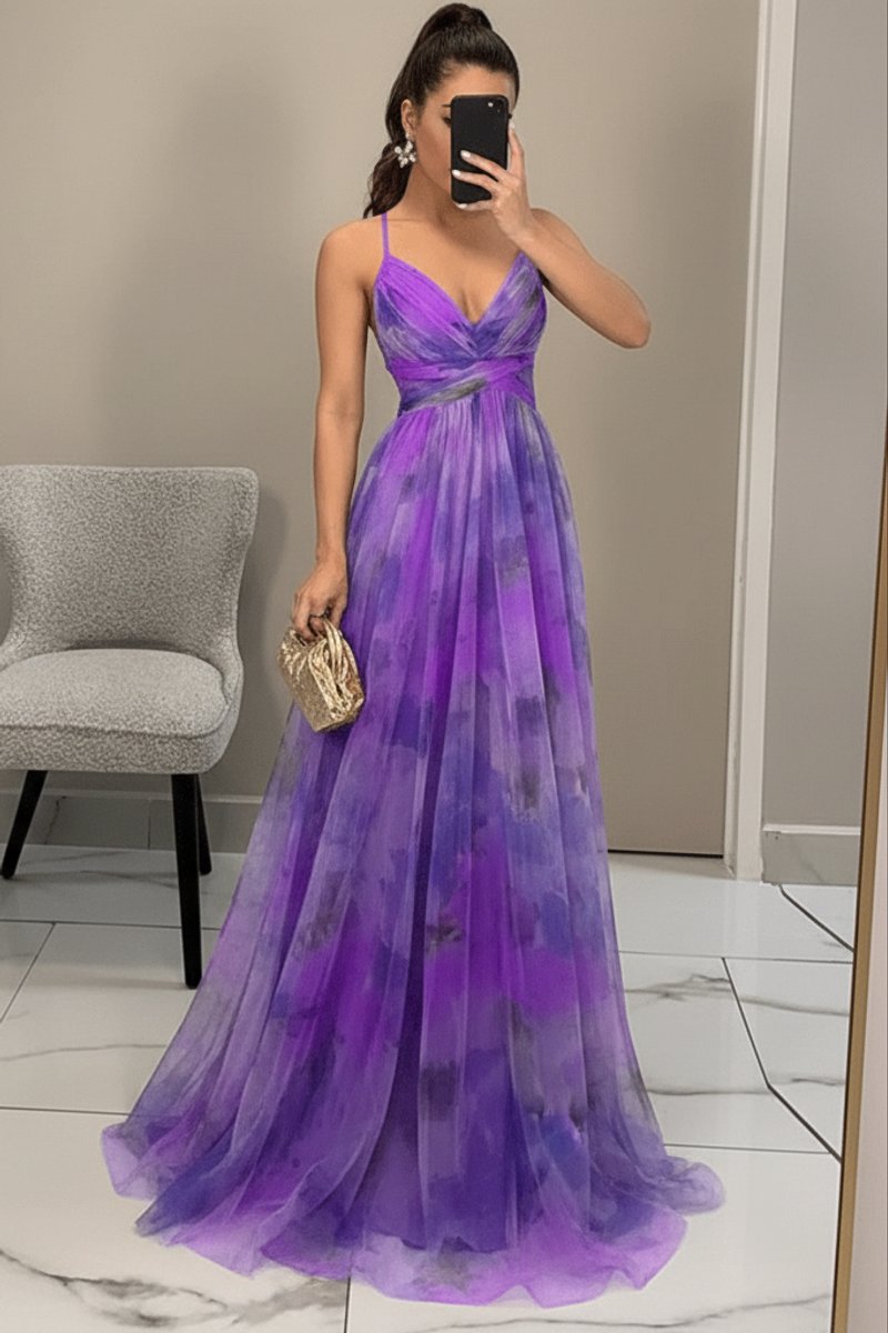 Harper | Women's Floral Spaghetti-Strap V-Neck Cocktail Dress Maxi Gown