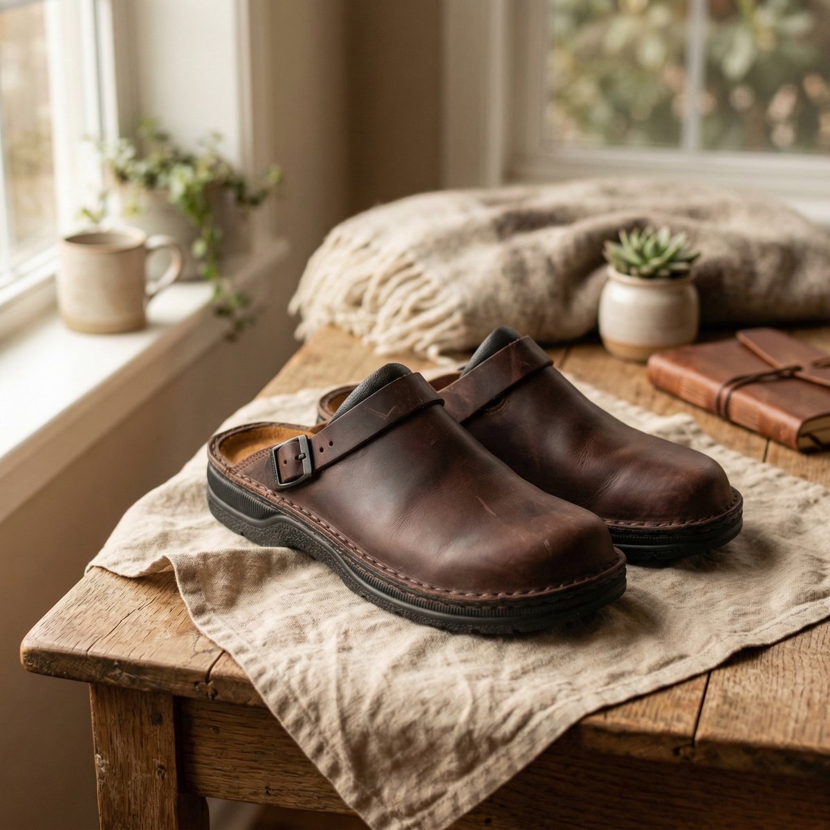 Grace | Women's Full-Grain Leather Slip-On Ergonomic Clogs