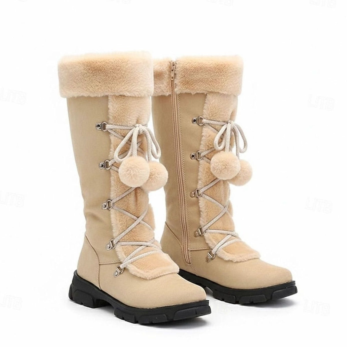 Layla | Women's Fur-Trimmed Lace-Up Mid-Calf Snow Boots