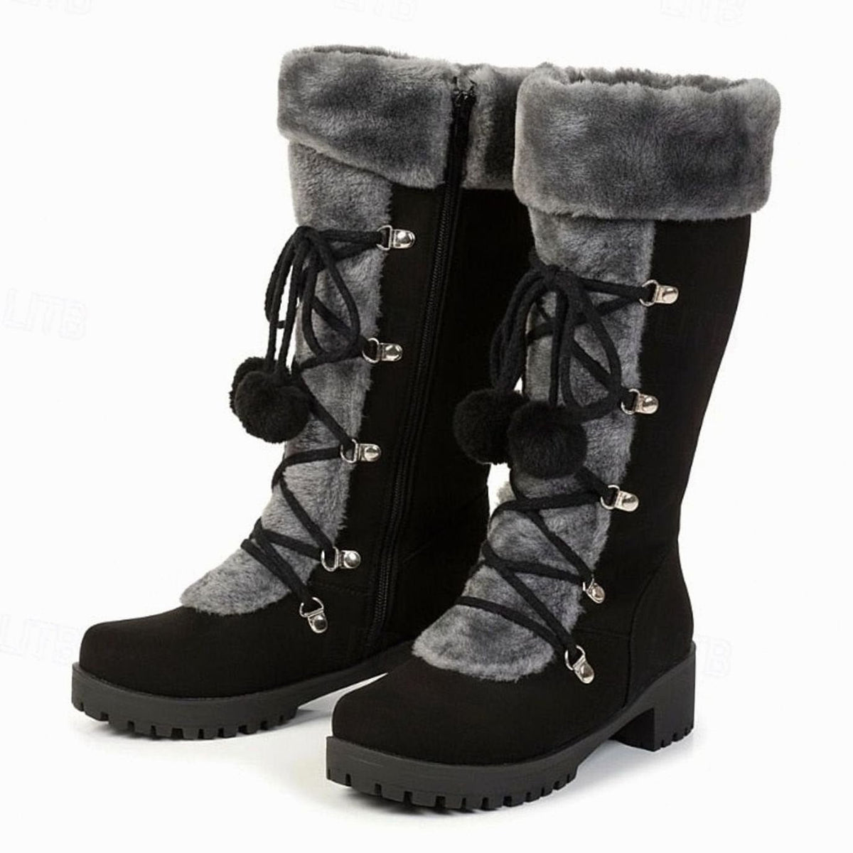 Layla | Women's Fur-Trimmed Lace-Up Mid-Calf Snow Boots