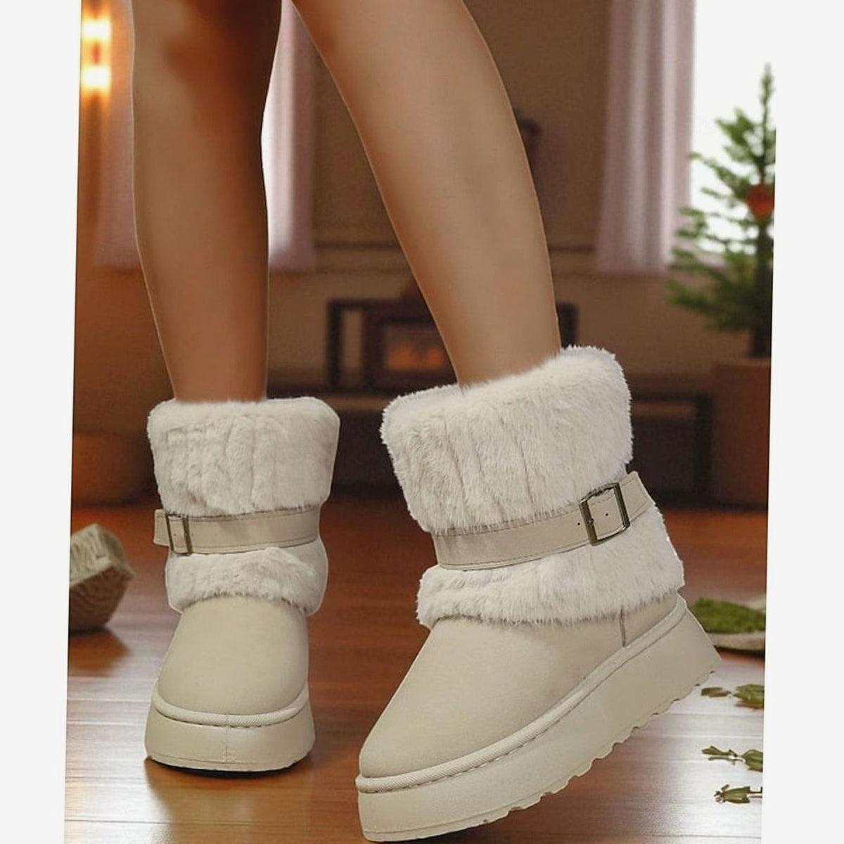 Eleanor | Women's Fur-Trimmed Slip-On Winter Snow Boots, Black
