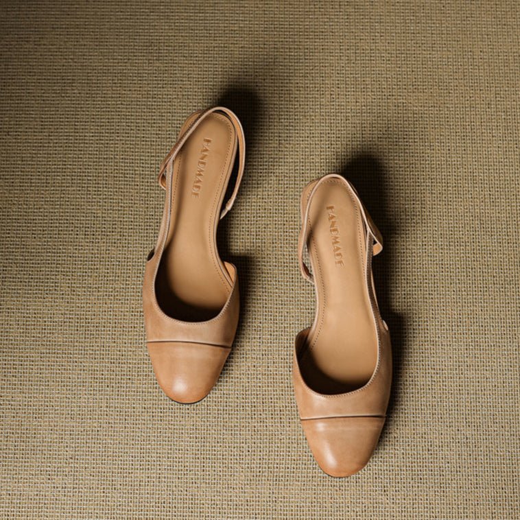 Grace | Women's Genuine Leather Almond-Toe Slingback Block Heel Pumps
