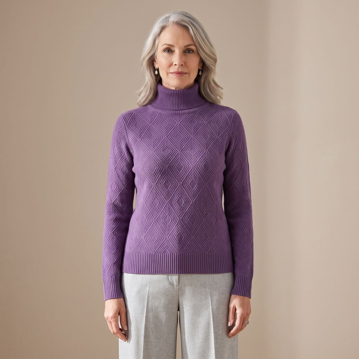 Layla | Women's Geometric Turtleneck Knit Pullover Sweater