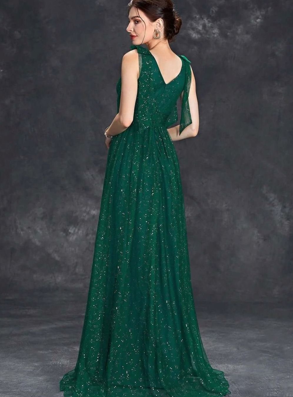 Grace | Women's Glitter Sequin V-Neck Sleeveless Long Formal Dress
