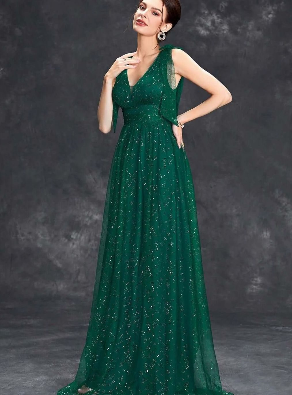 Grace | Women's Glitter Sequin V-Neck Sleeveless Long Formal Dress