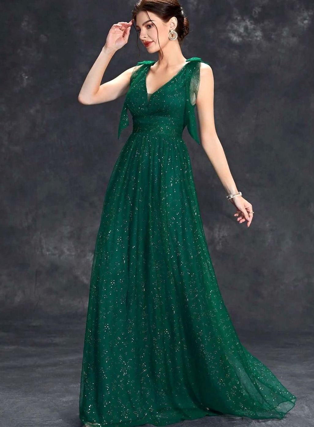 Grace | Women's Glitter Sequin V-Neck Sleeveless Long Formal Dress