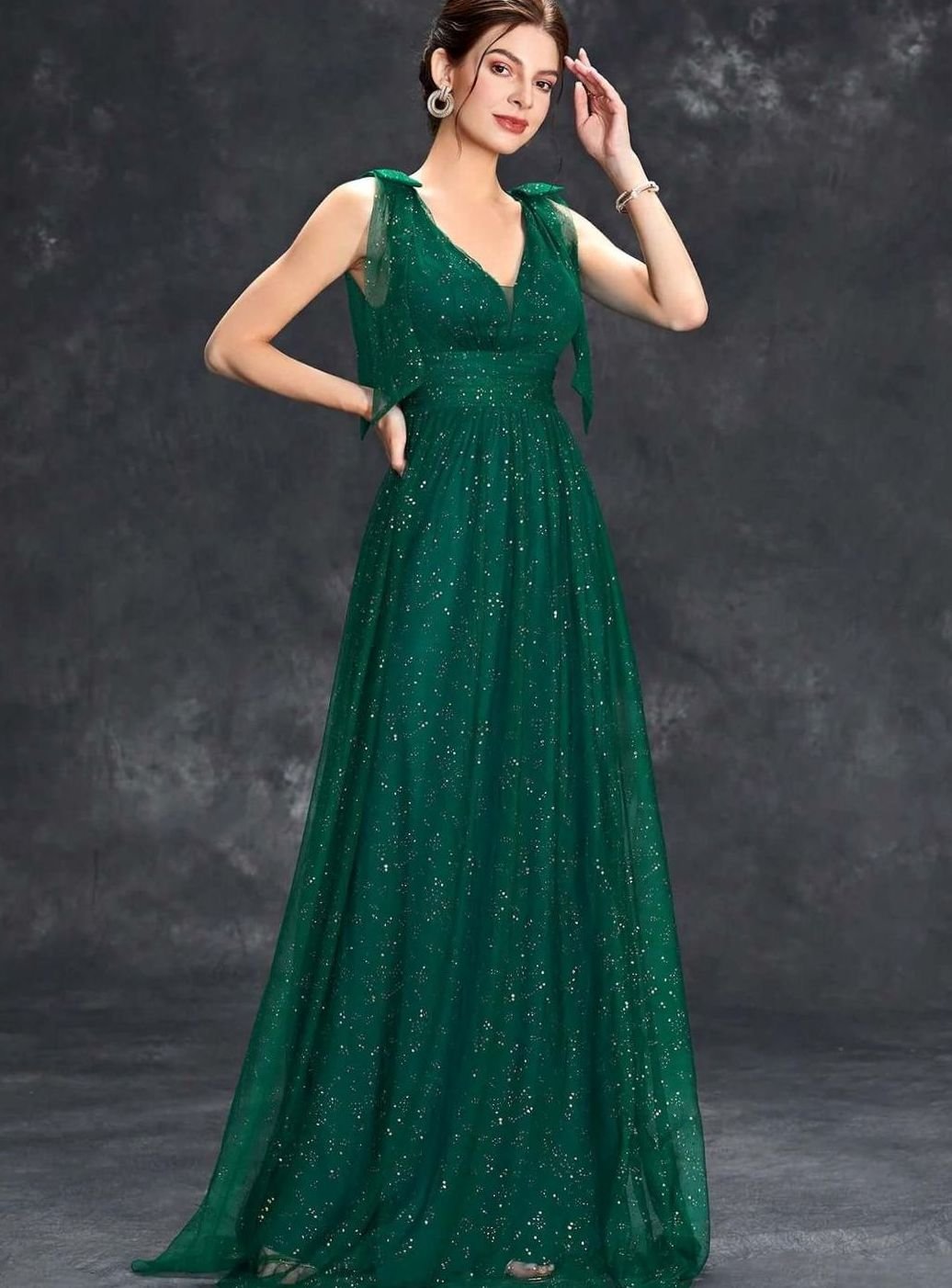 Grace | Women's Glitter Sequin V-Neck Sleeveless Long Formal Dress