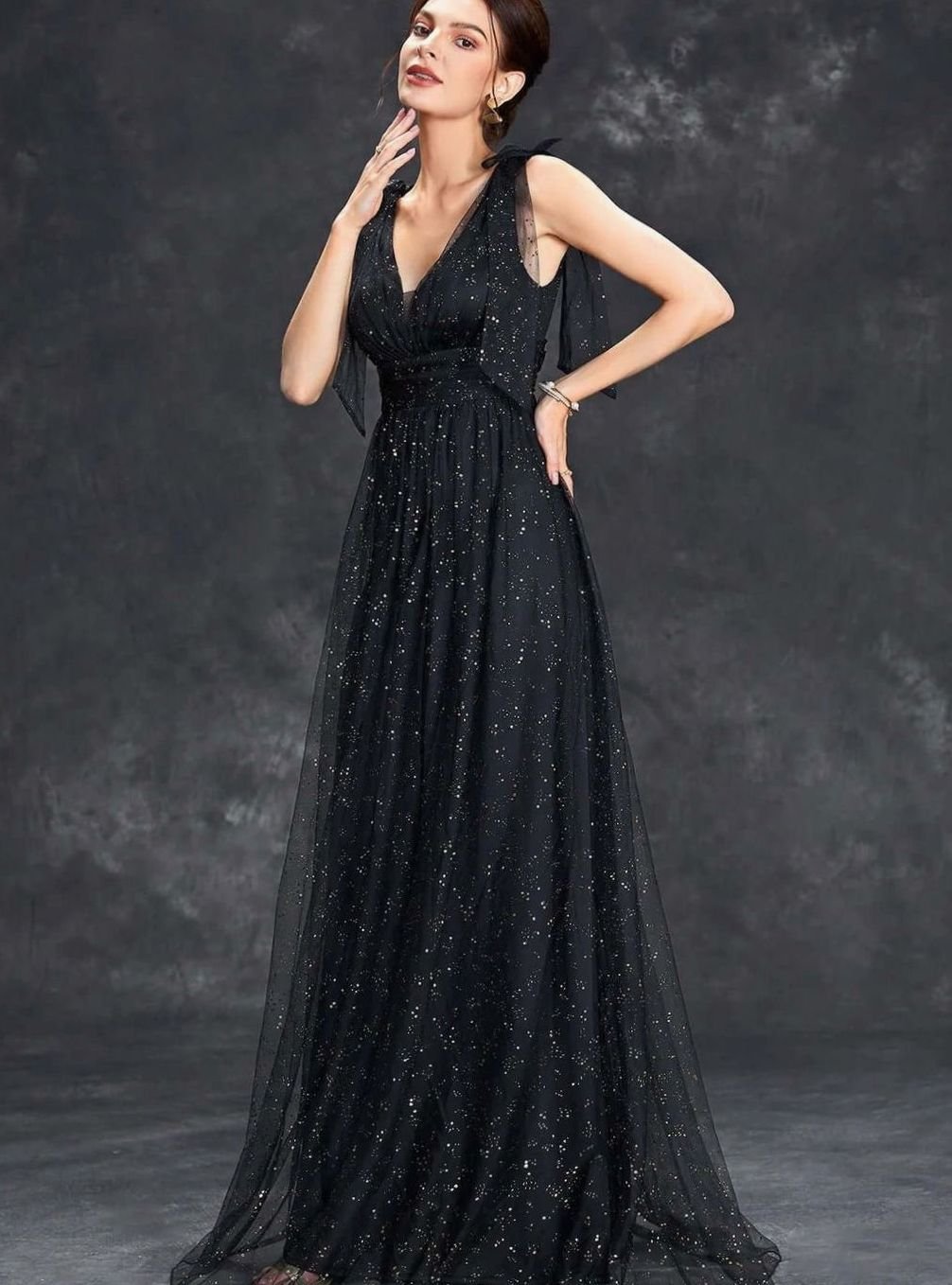 Grace | Women's Glitter Sequin V-Neck Sleeveless Long Formal Dress