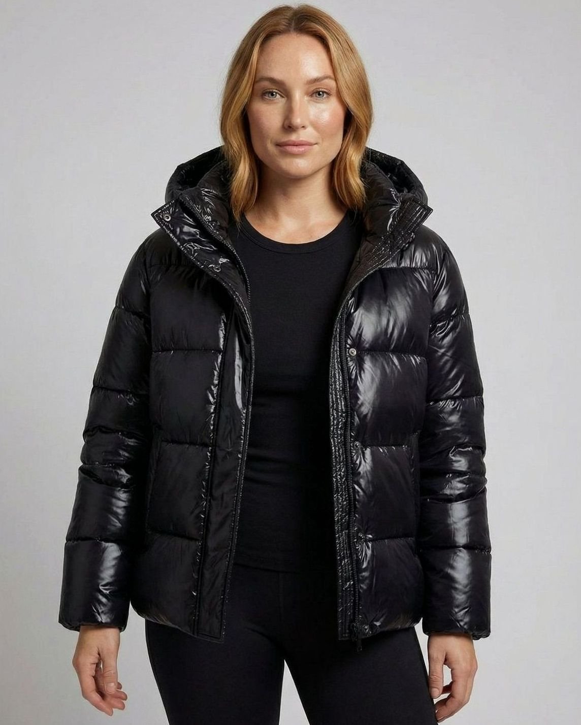 Mia | Women's Glossy Hooded Loose-Fit Quilted Jacket