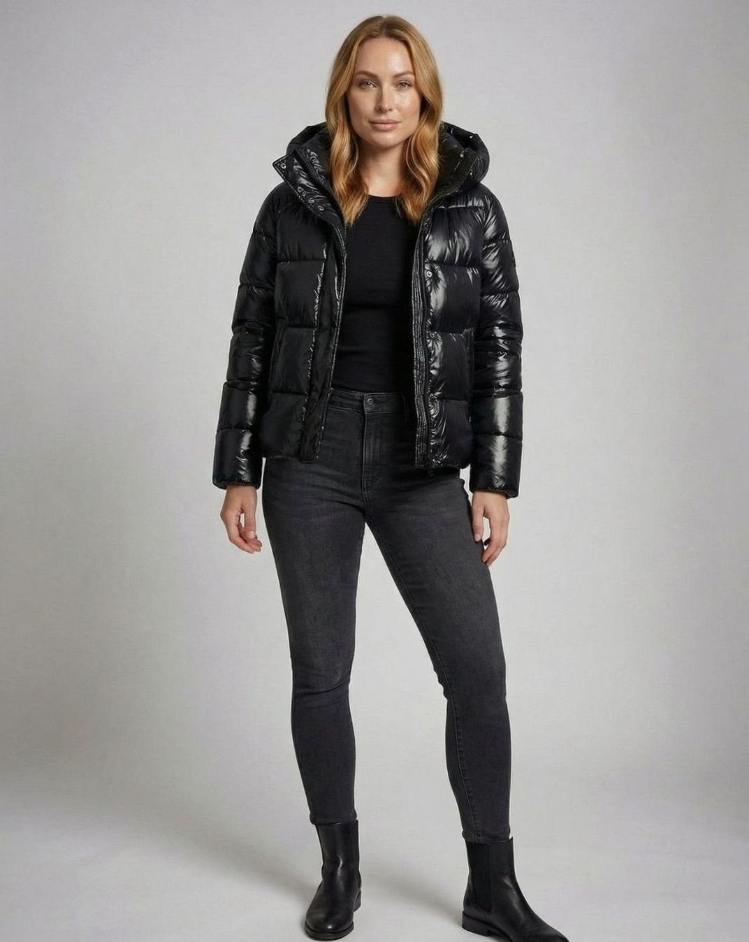 Mia | Women's Glossy Hooded Loose-Fit Quilted Jacket