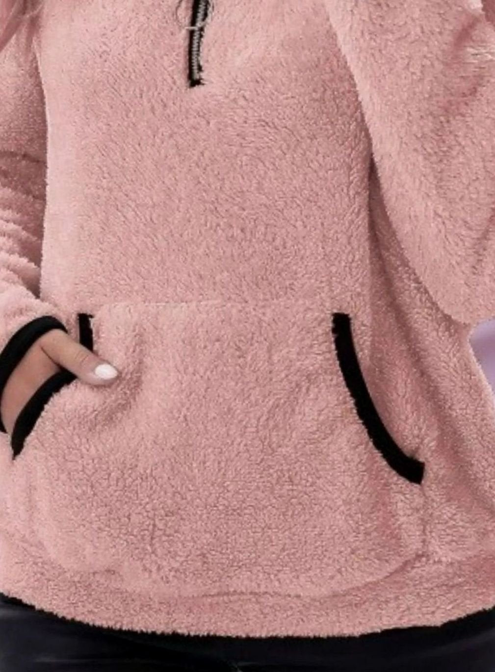 Madison | Women's Half-Zip Teddy Fleece Pullover Sweater Kangaroo Pocket