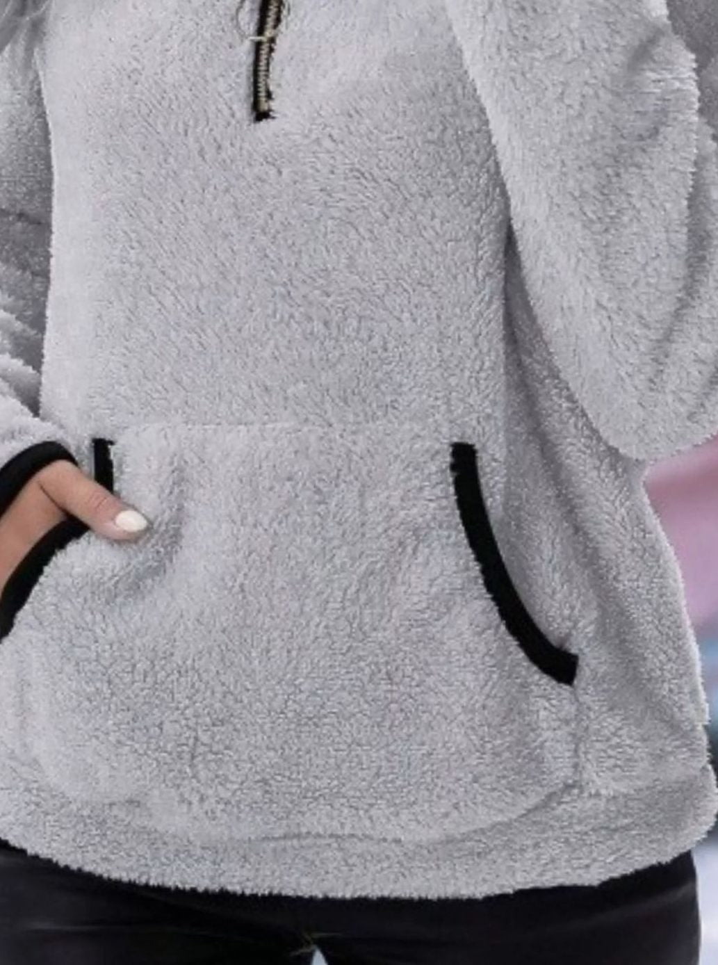 Madison | Women's Half-Zip Teddy Fleece Pullover Sweater Kangaroo Pocket