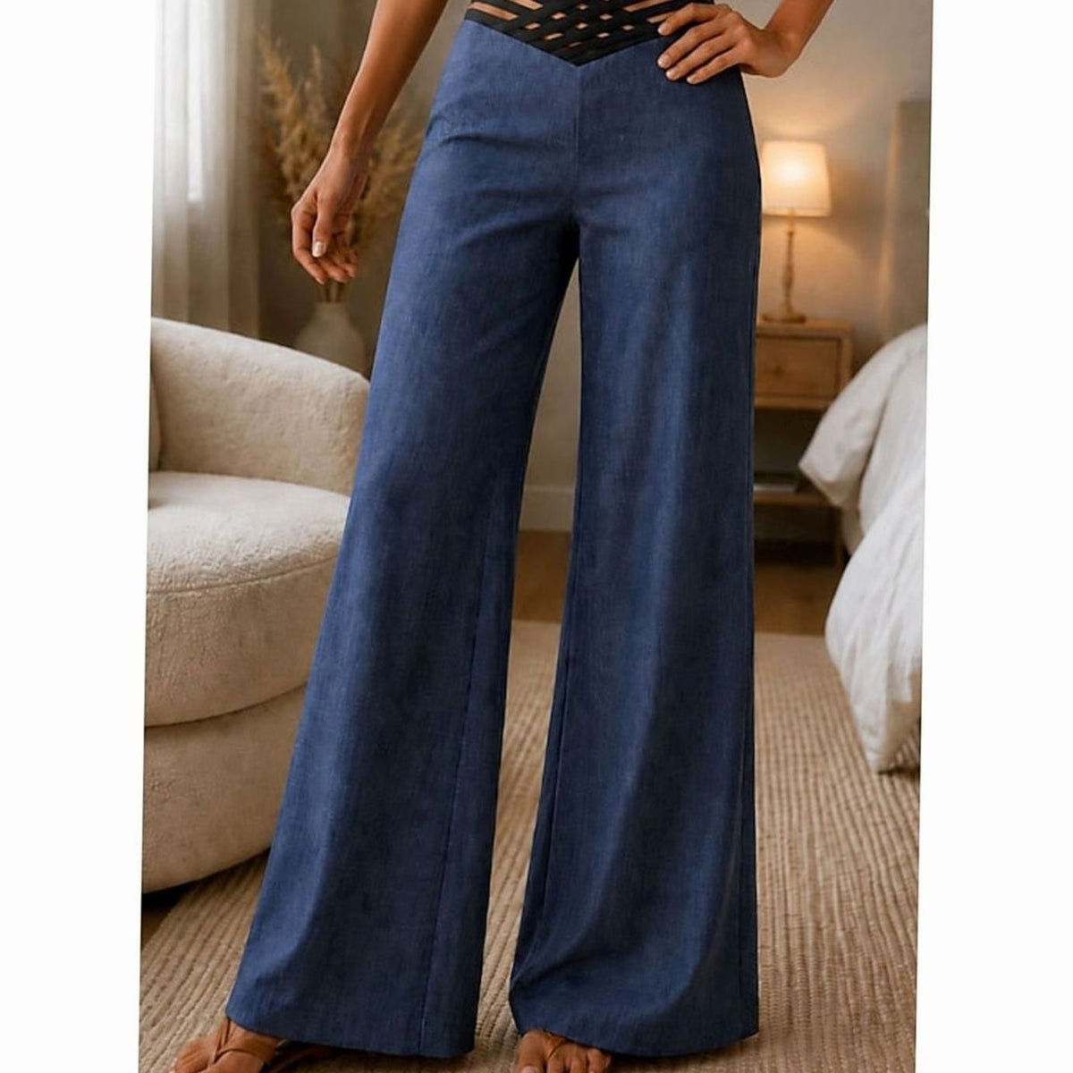 Grace | Women's High-Waist Wide-Leg Crossover Waistband Pants