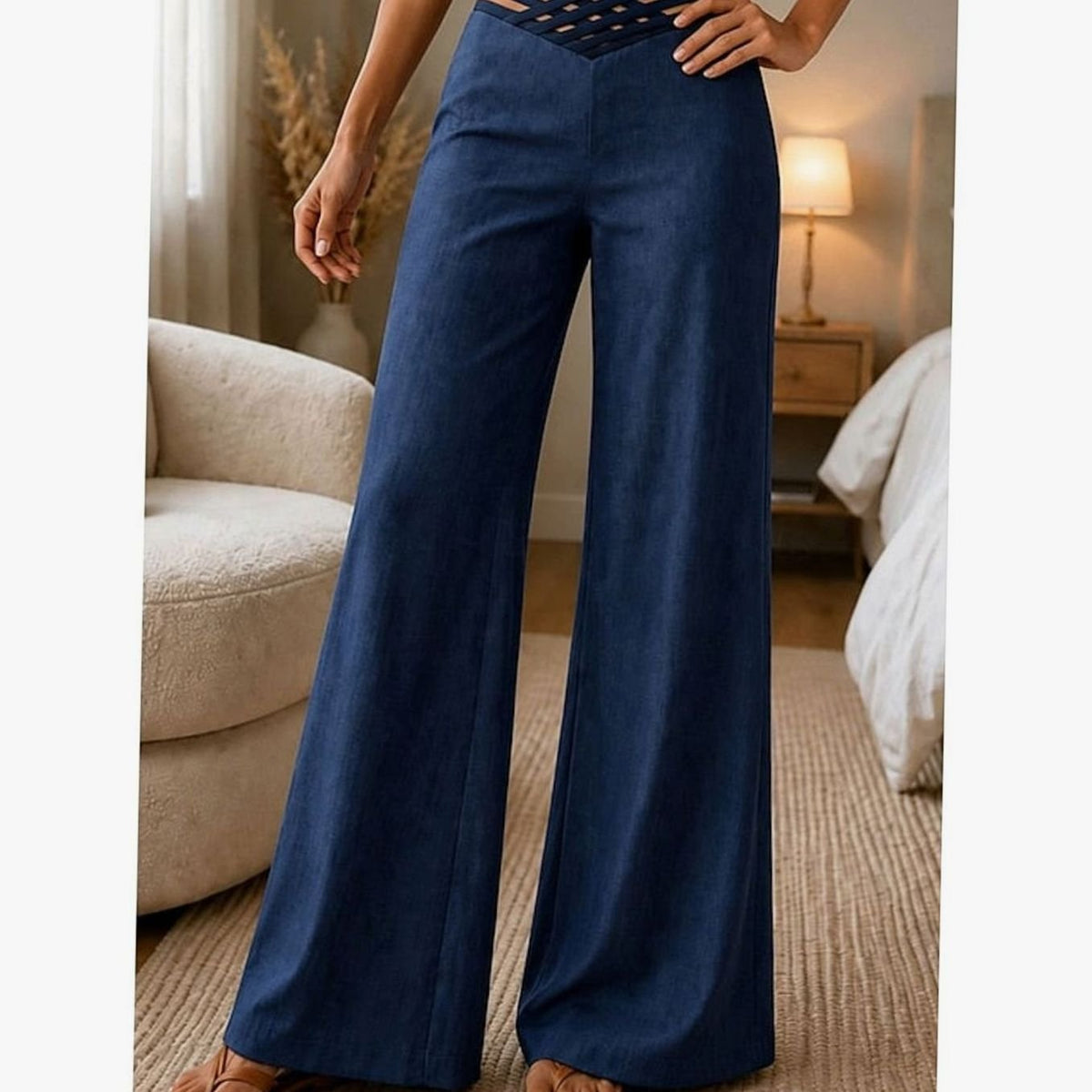 Grace | Women's High-Waist Wide-Leg Crossover Waistband Pants
