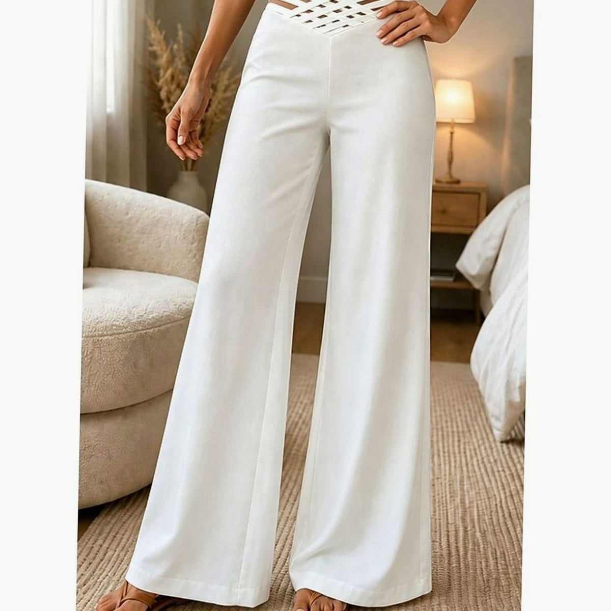 Grace | Women's High-Waist Wide-Leg Crossover Waistband Pants