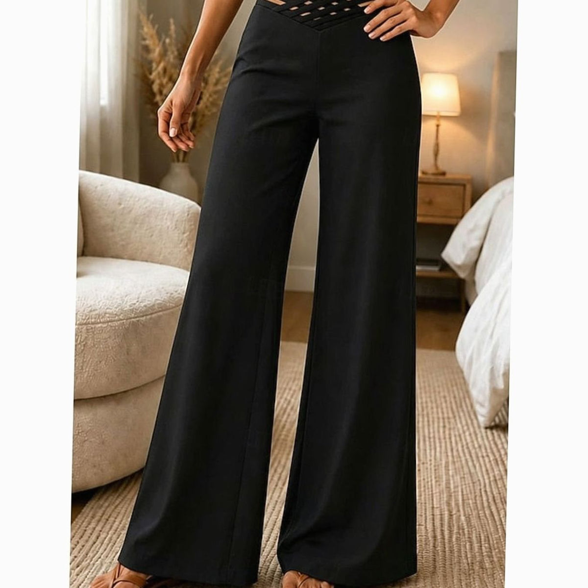 Grace | Women's High-Waist Wide-Leg Crossover Waistband Pants