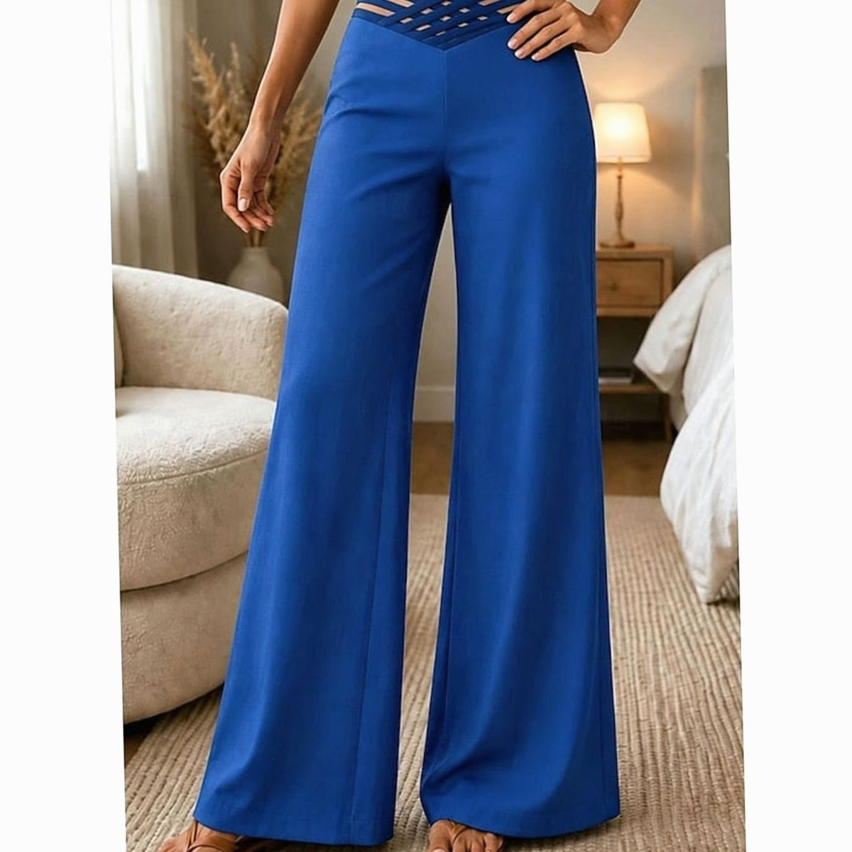 Grace | Women's High-Waist Wide-Leg Crossover Waistband Pants