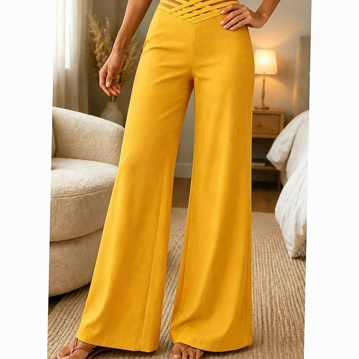 Grace | Women's High-Waist Wide-Leg Crossover Waistband Pants