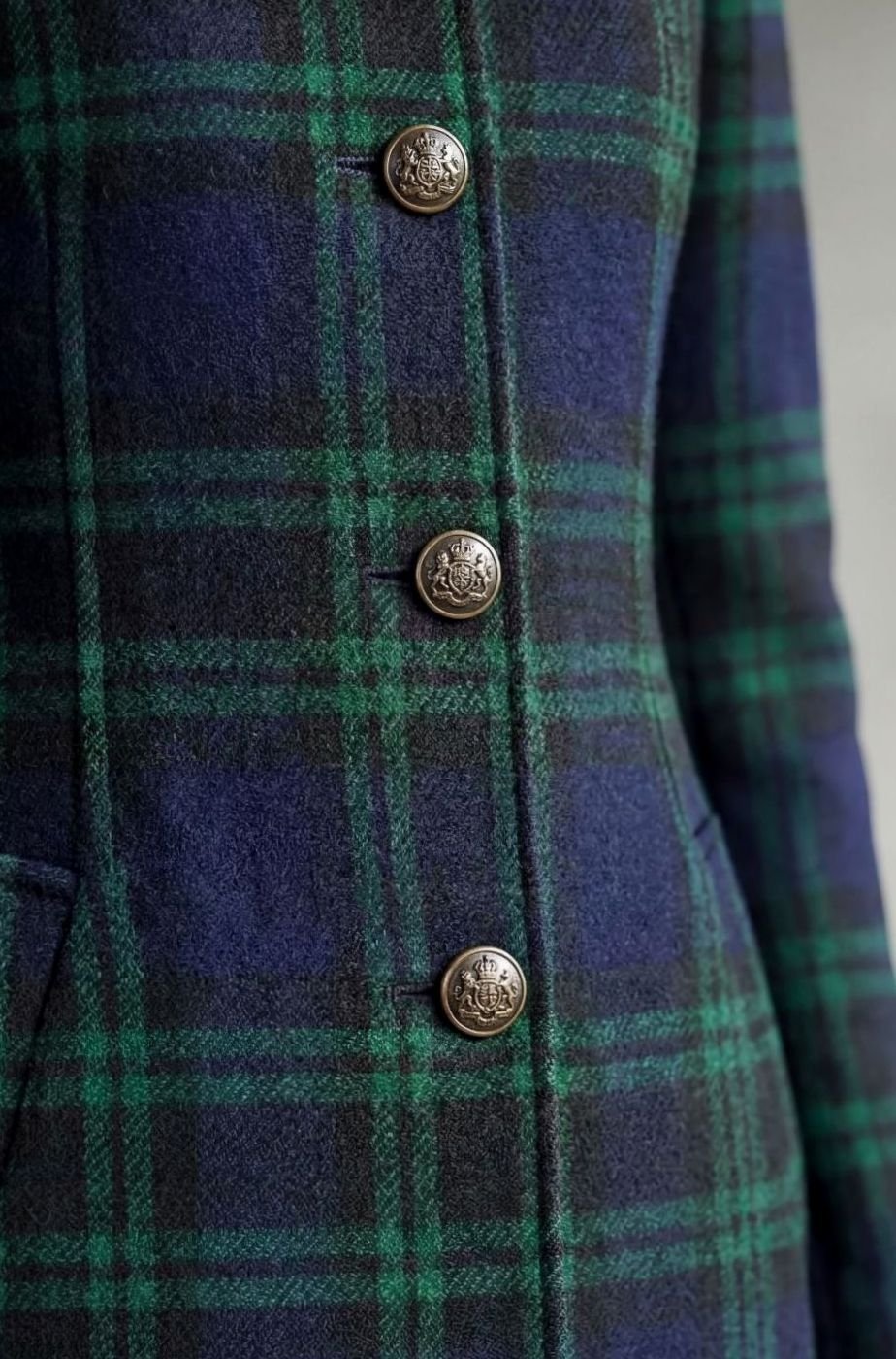 Luna | Women's Highland Plaid Wool Blend Long Button-Up Coat