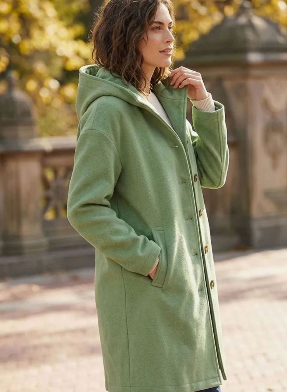Sophia | Women's Hooded Button-Front Fleece Coat Regular Fit