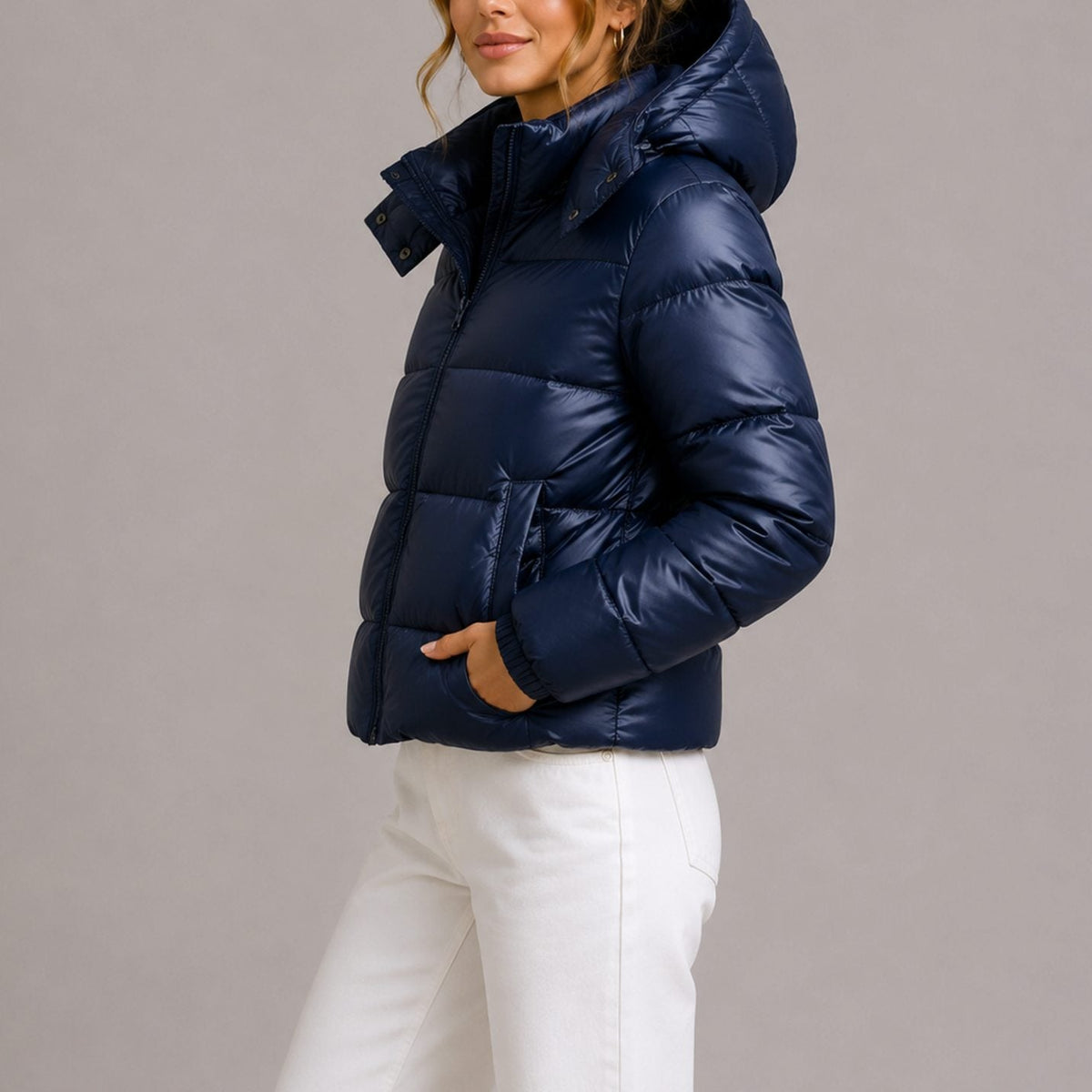 Charlotte | Women's Hooded Glossy Quilted Puffer Jacket