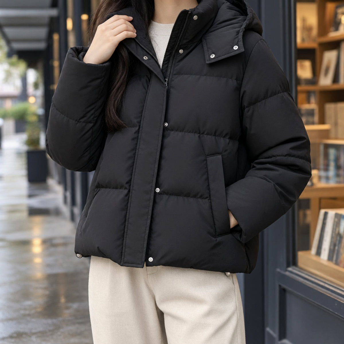 Charlotte | Women's Hooded Quilted Down Puffer Jacket Loose Fit
