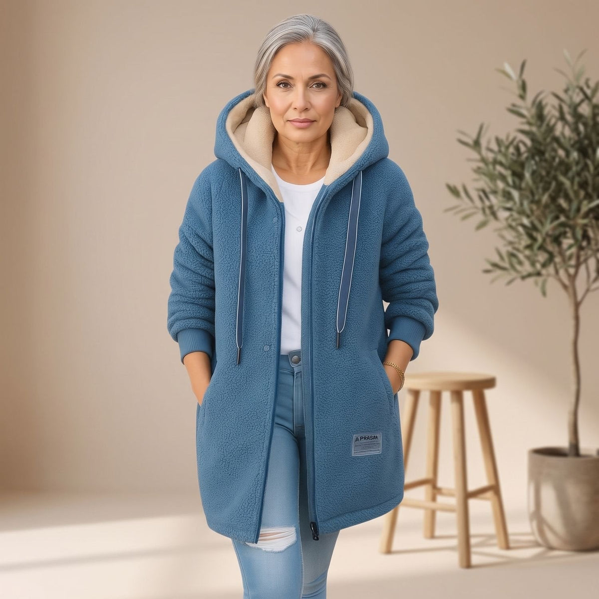 Layla | Women's Hooded Sherpa Zip-Up Winter Coat