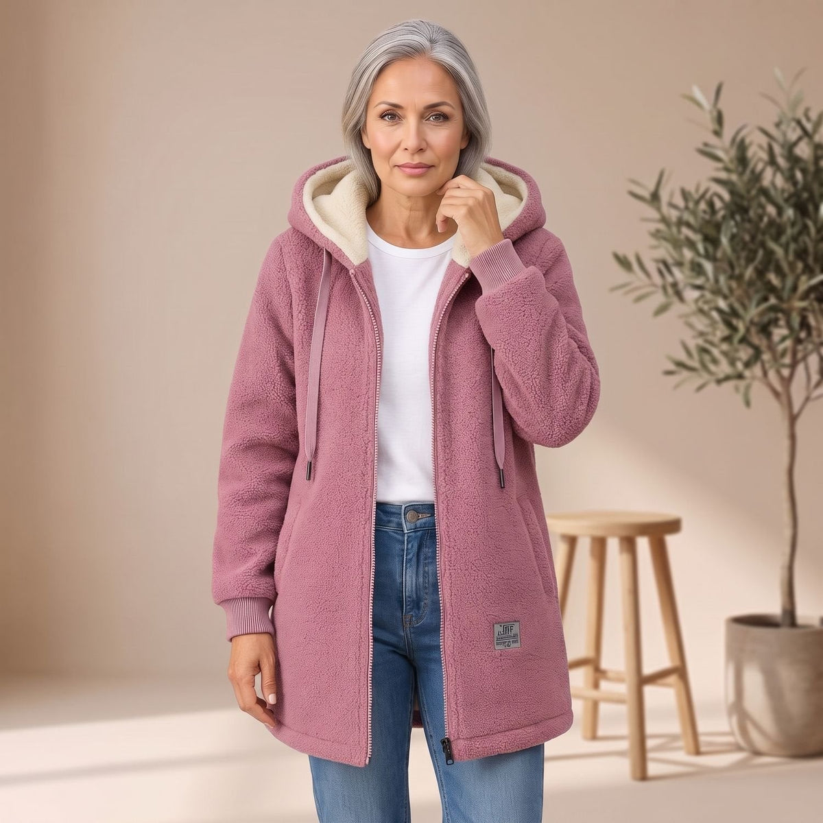 Layla | Women's Hooded Sherpa Zip-Up Winter Coat