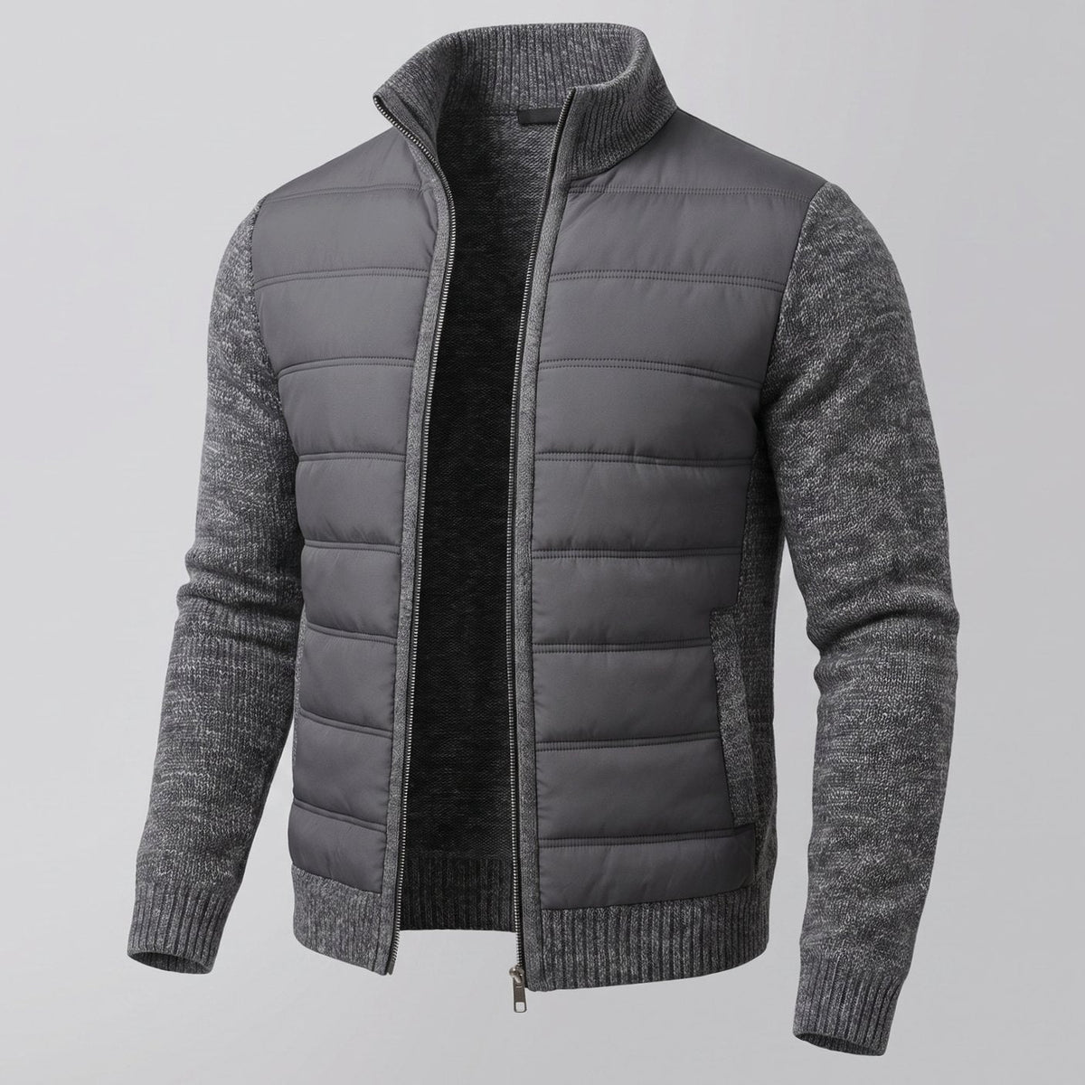 Luna | Men's Hybrid Quilted Jacket Fleece Sleeves Full-Zip Puffer