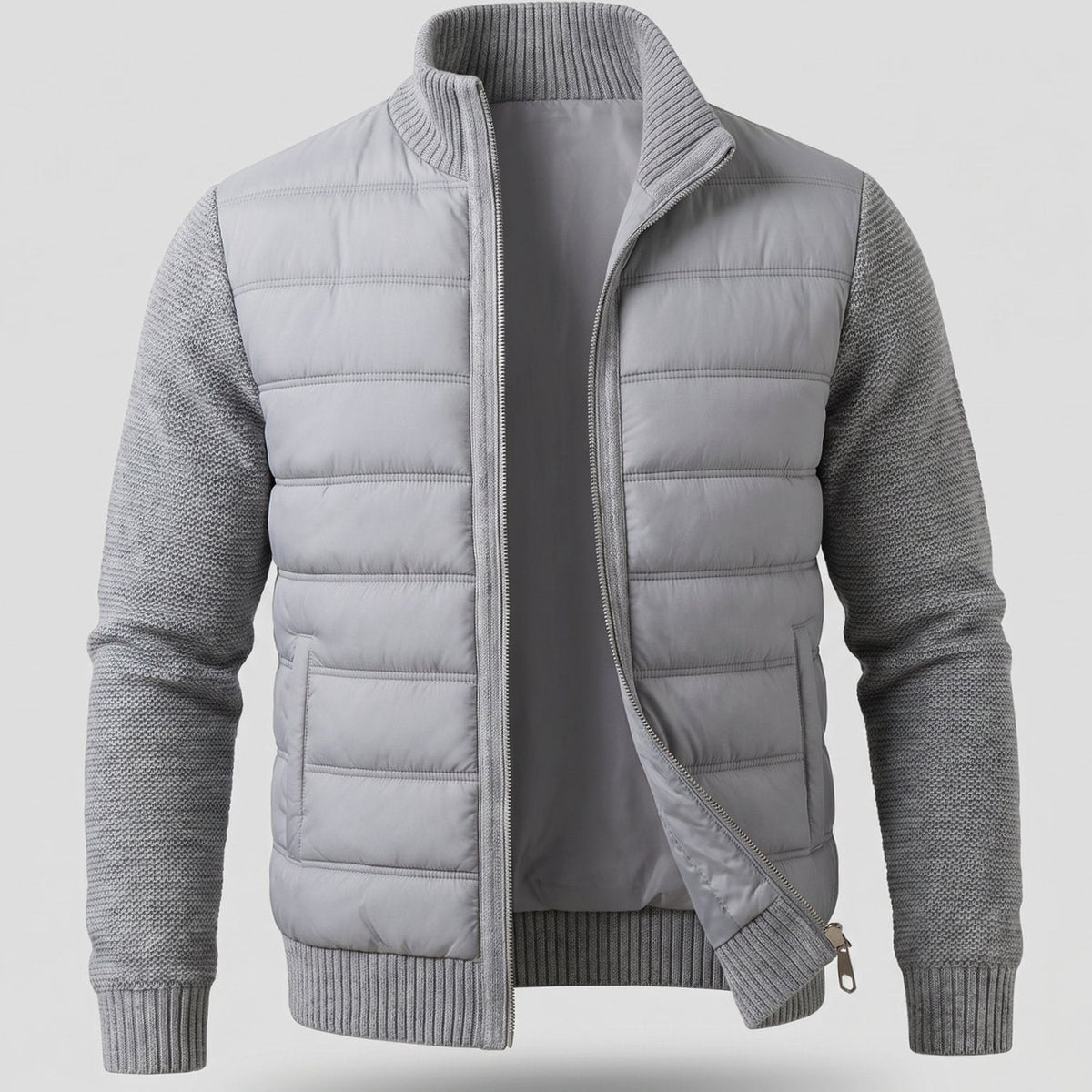 Luna | Men's Hybrid Quilted Jacket Fleece Sleeves Full-Zip Puffer