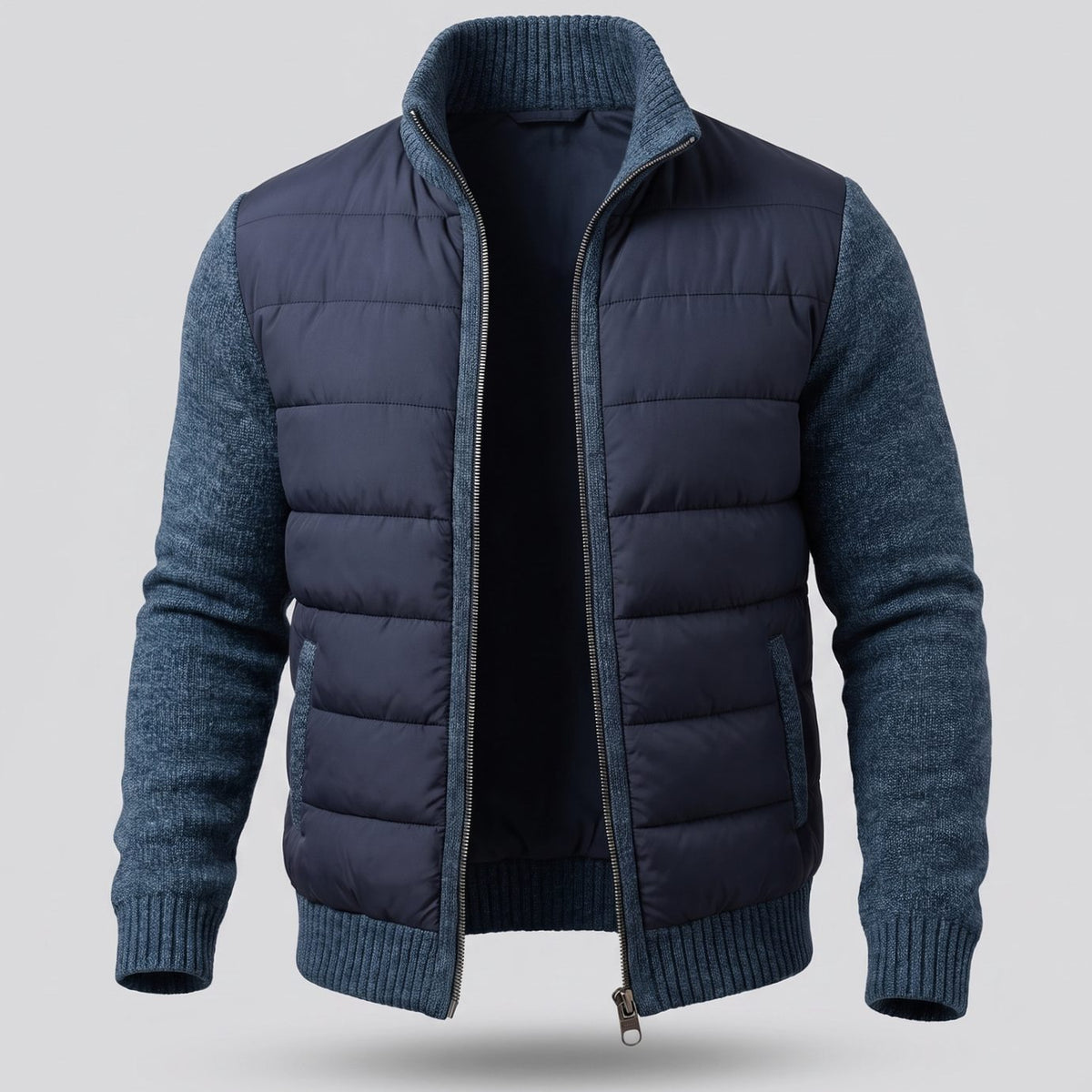 Luna | Men's Hybrid Quilted Jacket Fleece Sleeves Full-Zip Puffer