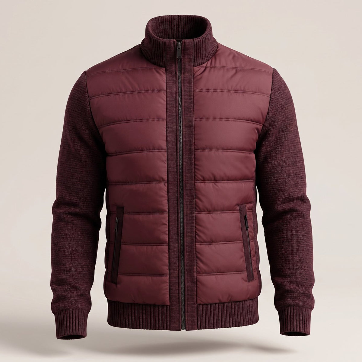 Luna | Men's Hybrid Quilted Jacket Fleece Sleeves Full-Zip Puffer