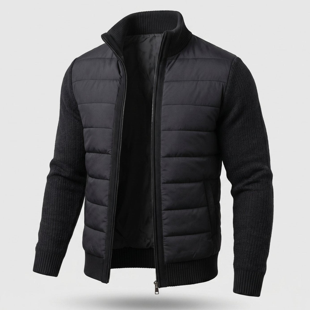Luna | Men's Hybrid Quilted Jacket Fleece Sleeves Full-Zip Puffer