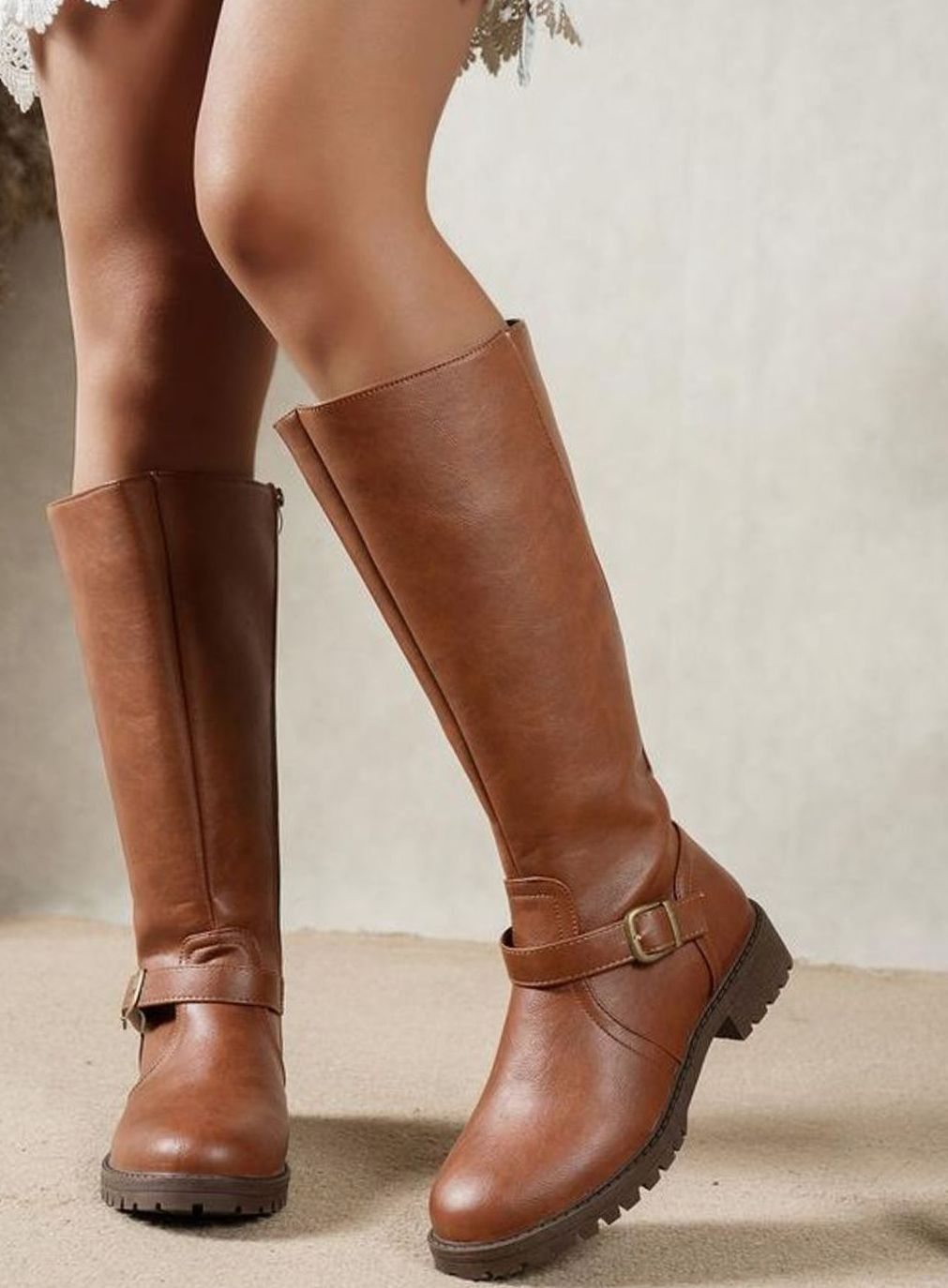 Emma | Women's Knee High Riding Boots Buckle Block Heel