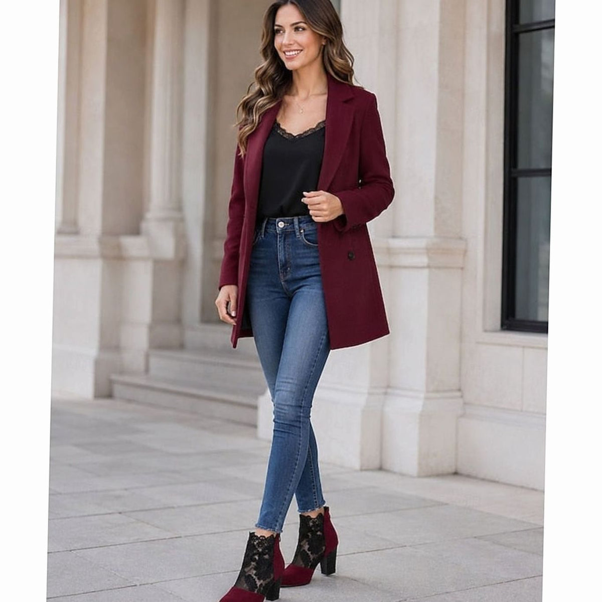 Grace | Women's Lace-Accent Block Heel Ankle Booties