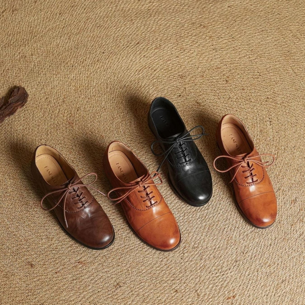 Amelia | Women's Leather Lace-Up Cap Toe Oxford Flat Shoes