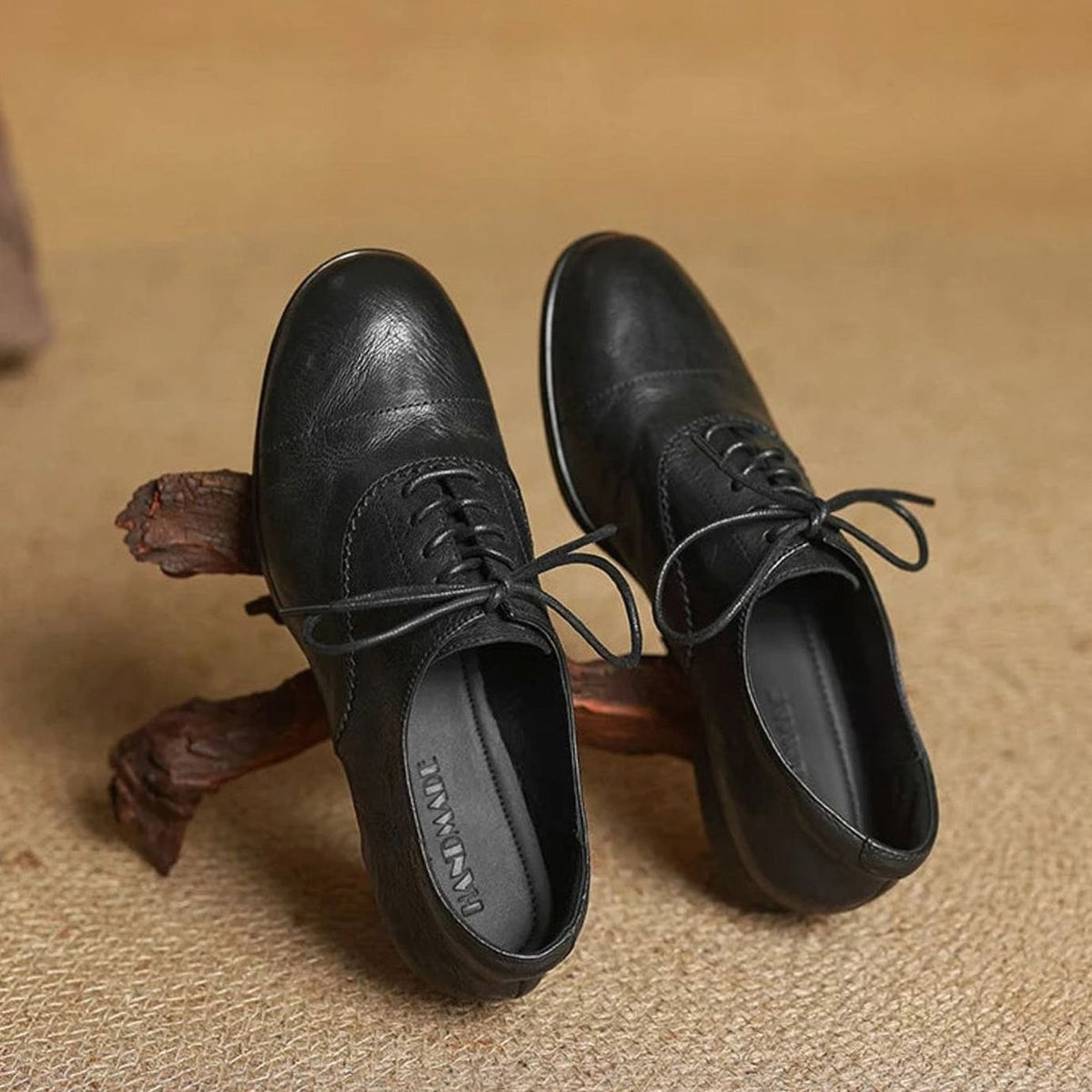 Amelia | Women's Leather Lace-Up Cap Toe Oxford Flat Shoes