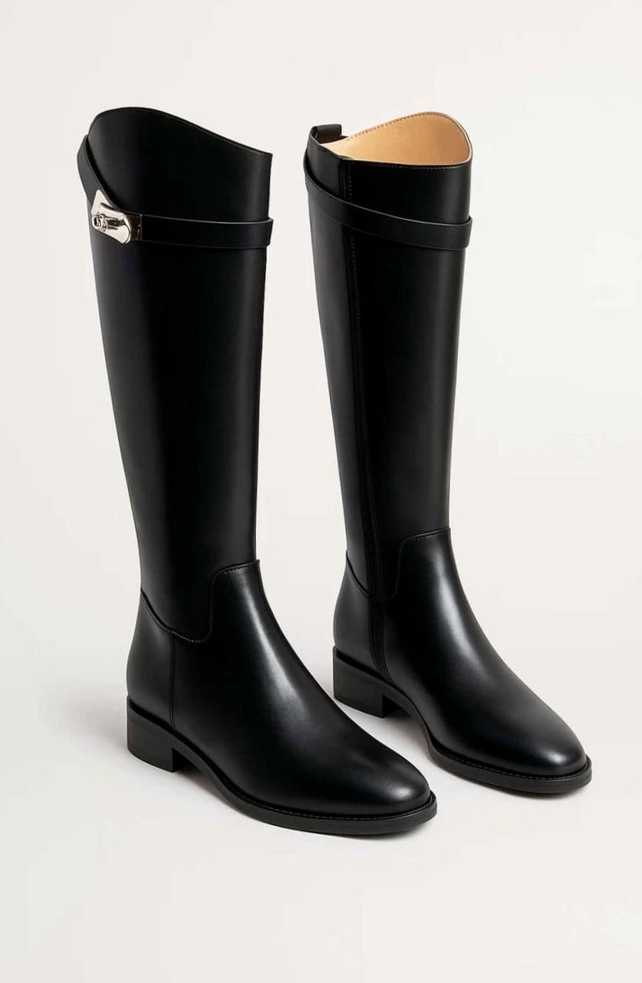 Amelia | Women's Leather-Look Buckle-Detail Knee High Boots