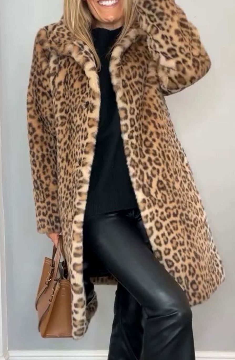 Mia | Women's Leopard Print Faux Fur Winter Coat