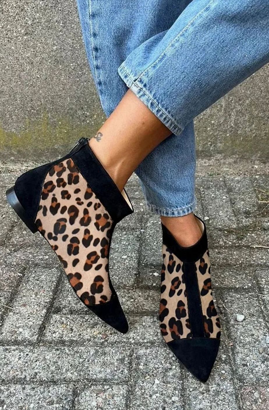 Camila | Women's Leopard Print Pointed Toe Ankle Boots