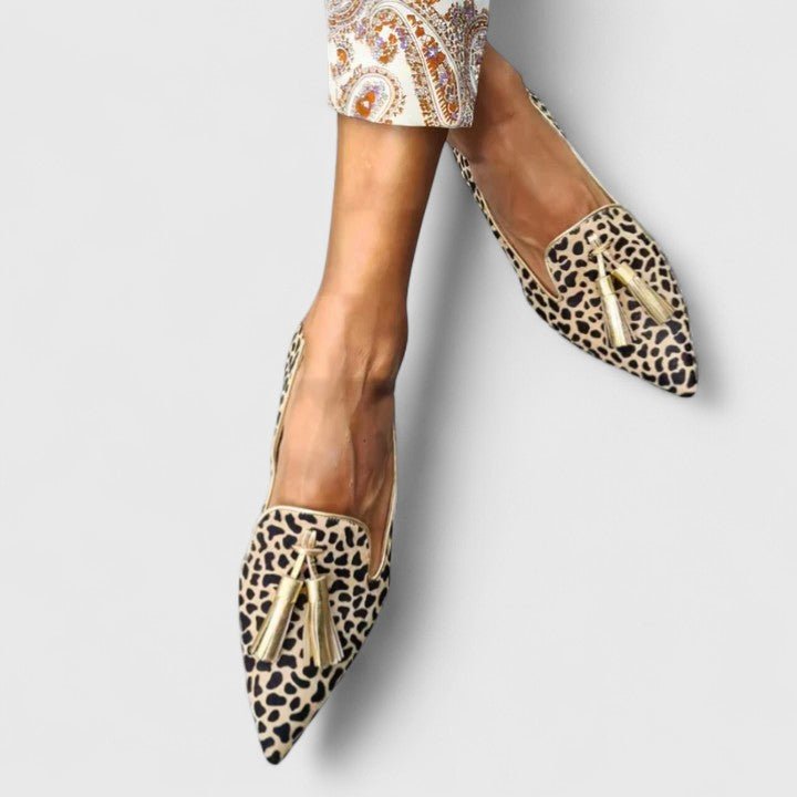 Charlotte | Women's Leopard Print Pointed-Toe Tassel Flat Loafers