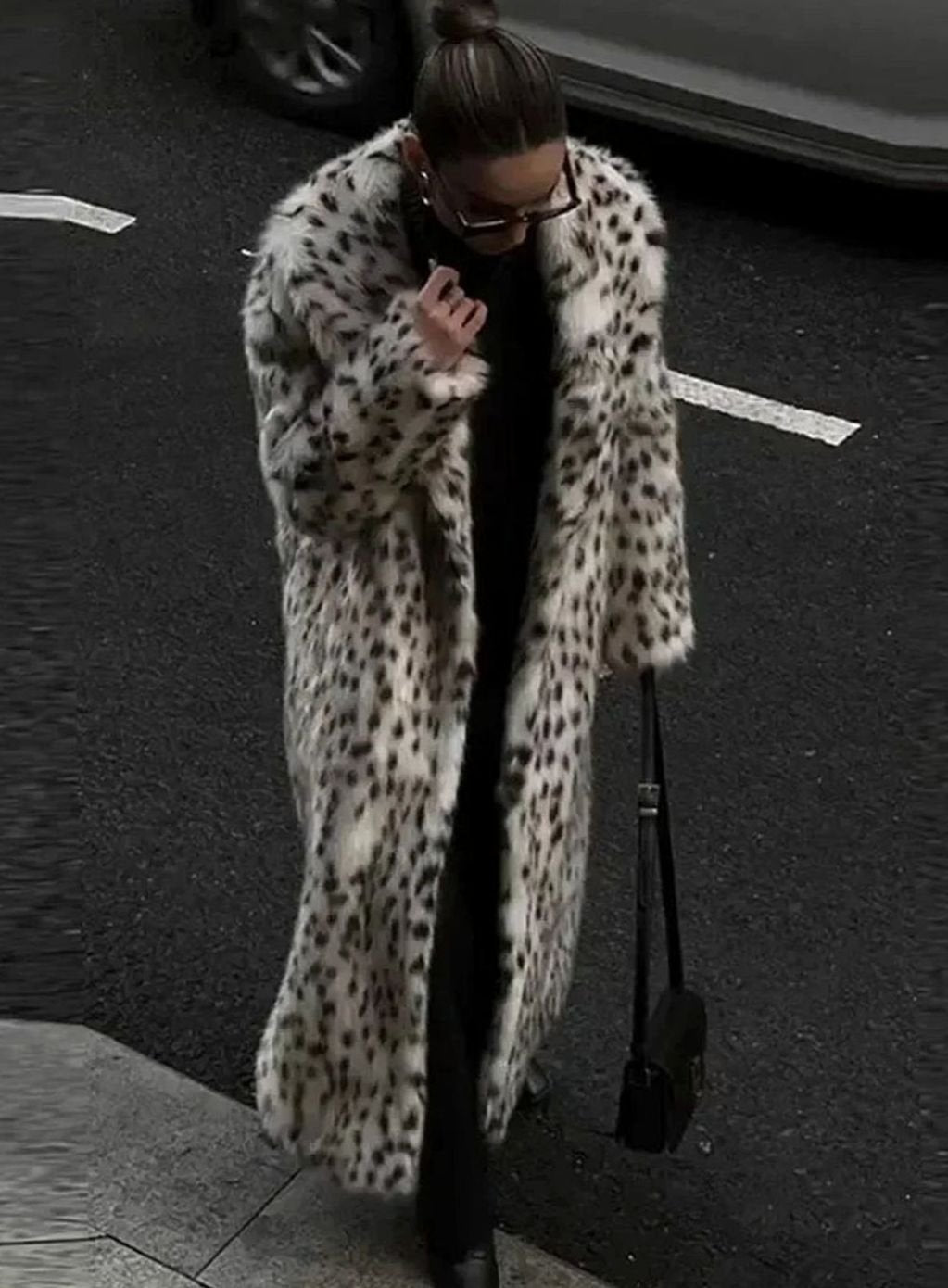 Harper | Women's Long Leopard Print Faux Fur Maxi Coat