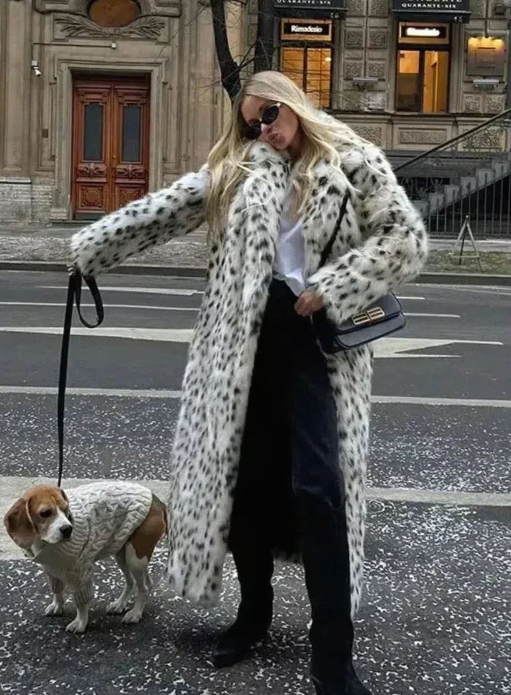 Harper | Women's Long Leopard Print Faux Fur Maxi Coat