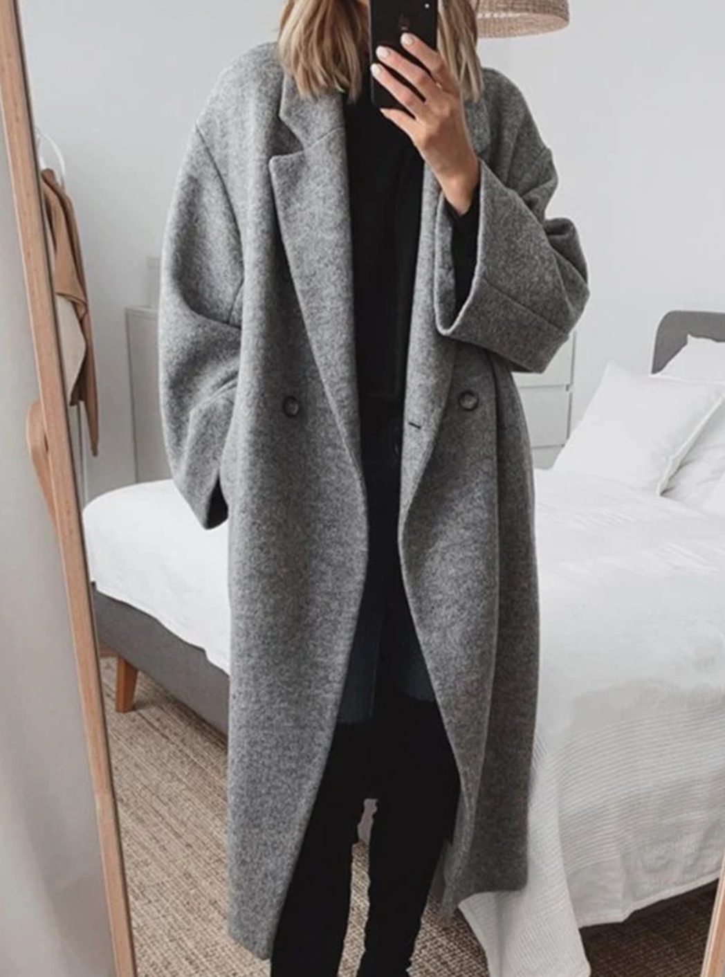Layla | Women's Long Winter Tailored Overcoat Double-Breasted Wool Blend