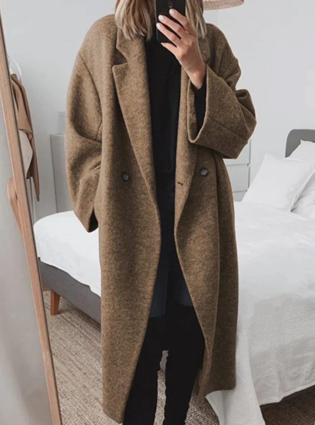 Layla | Women's Long Winter Tailored Overcoat Double-Breasted Wool Blend