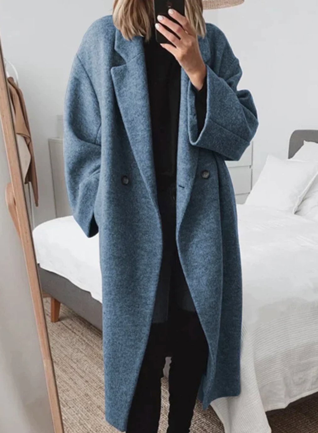 Layla | Women's Long Winter Tailored Overcoat Double-Breasted Wool Blend